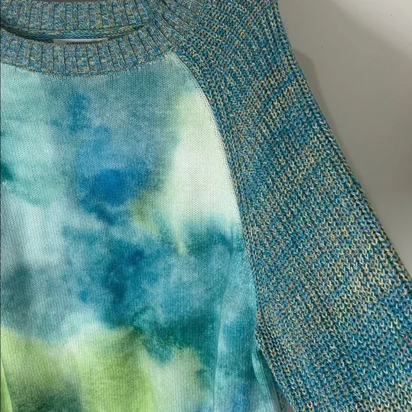 ANTHROPOLOGIE Blue Watercolor Tie-Dye Sweater Size Large - Picture 10 of 16